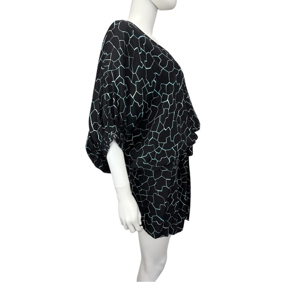 DVF Black & Blue EDNA Silk Print Dress, NWT - Picture 4 of 8